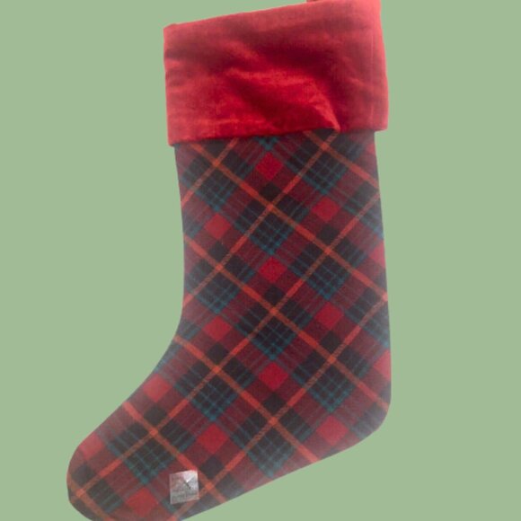 Pottery Barn Owl Christmas Stocking Plaid Holiday Beads Sequins - Picture 4 of 5